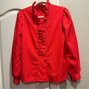 VINTAGE Jonquil red ruffle button down shirt